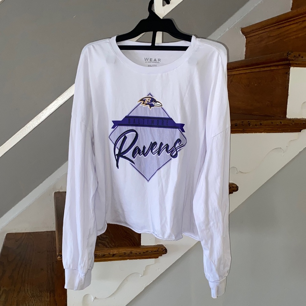 Baltimore Ravens Wear Long Sleeve Tee White & Purple Size XXL